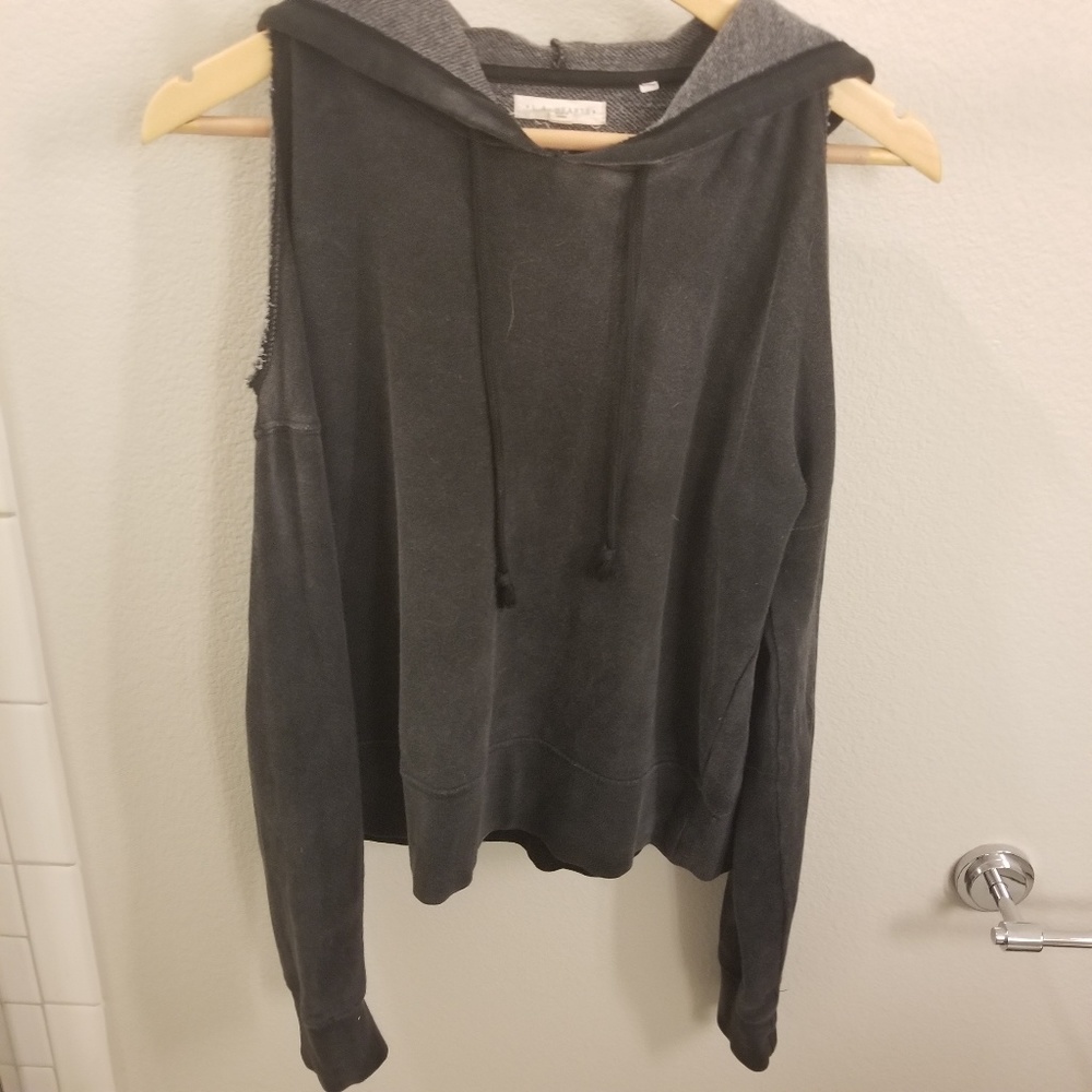 Cold Shoulder Distressed Hoodie Size S